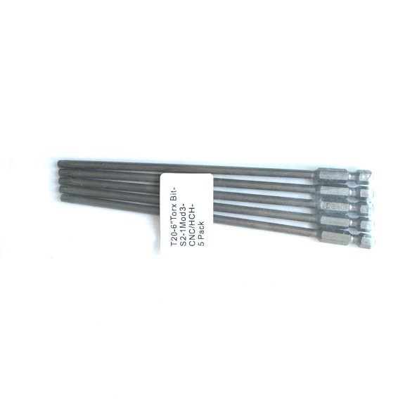 RafKat T20 Torx Extended Power Bits, 6 in. Length, 1/4 in. Hex Shank, S2 Steel, Impact Rated (5-Pack)