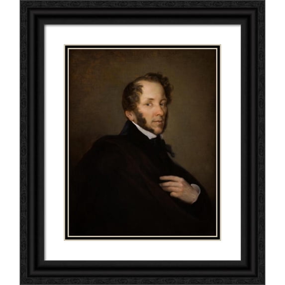 Rafał Hadziewicz 12x14 Black Ornate Wood Framed Double Matted Museum Art Print Titled: Portrait of Antoni Wentzel (1839)