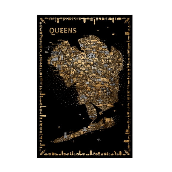 Trademark Fine Art Rafael Esquer Glam New York Collection Queens Canvas Wall Art - 12x19
