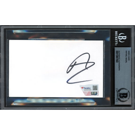 Rafael Nadal Autographed 3x5 Index Card Fanatics Holo & Beckett BAS #15867660