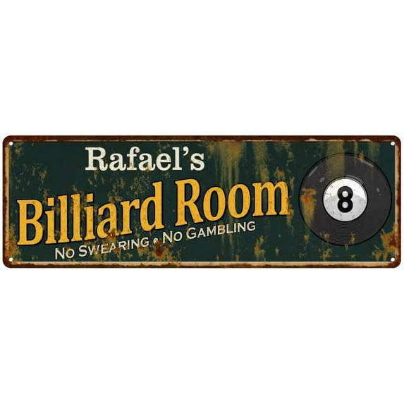 Rafael's Billiard Room Green Sign Man Cave 8x24 108240009337