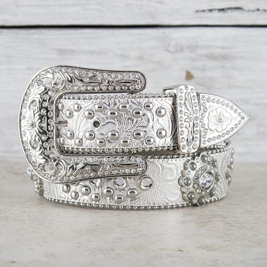Bracelet De Flanc Cuir Festonné Showman Avec Conchos Cristal - Neuf, équitation