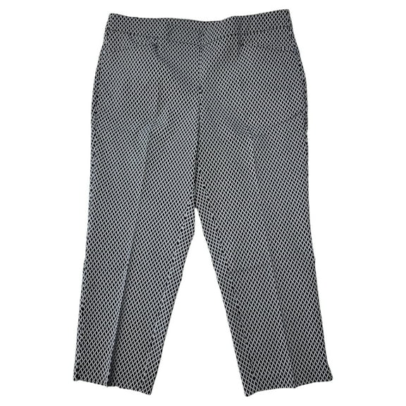 Rafaella Ladies High Stretch Fabric Pull-On Front Pockets Capri Pants (Spring Trellis Black, 18)