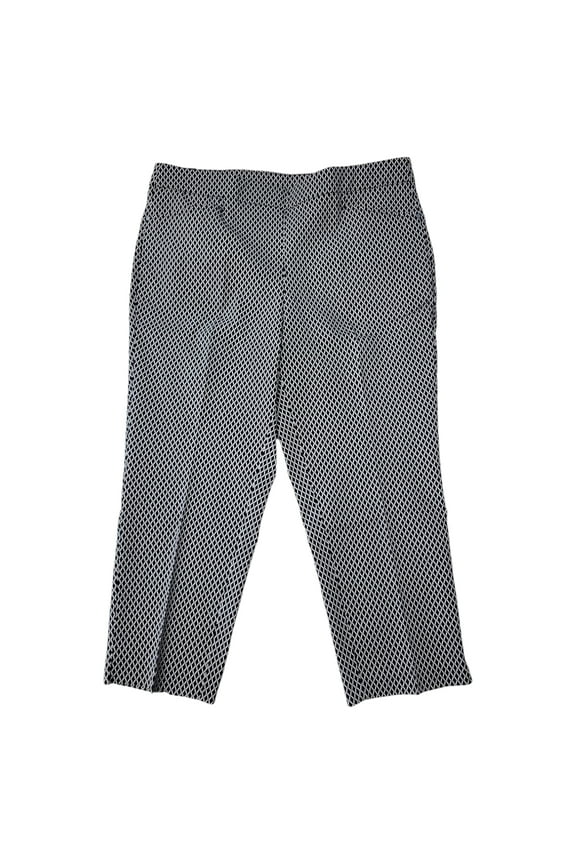 Ladies High Stretch Fabric Pull-On Front Pockets Capri Pants (Spring Trellis Black, 4)