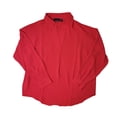 thumbnail image 1 of Rafaella Ladies Relaxed Fit Soft Textured High-Low Hem Cuffed Sleeve Woven Top (True Red, XS), 1 of 2