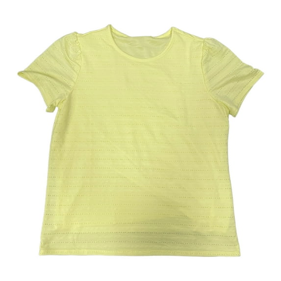 Rafaella Ladies Short Sleeve Fashion Eyelet Style Shirt (Pale Lime Yellow, S)