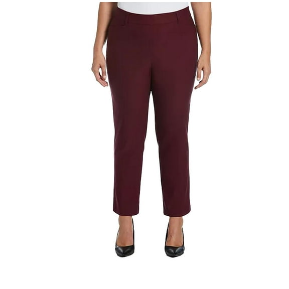 Rafaella Pull-On Belt Loops Functional Pockets Stretch Ankle Pant (Windsor Wine, 18)