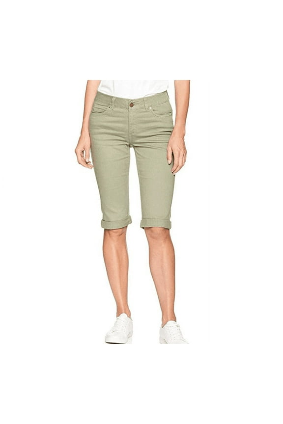 Weekend Denim Skimmer Shorts in PALE IVY, Size 12