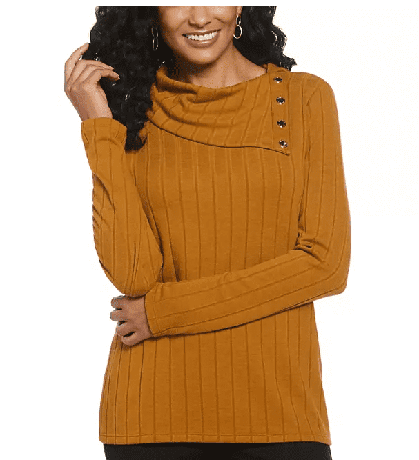 yellow cowl neck top