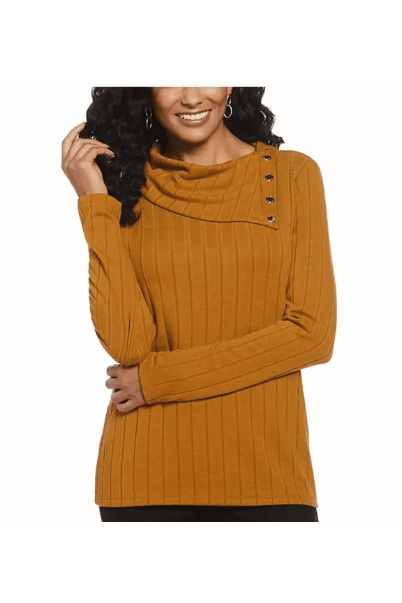 Women's Cowl Neck Top Golden Brown Medium