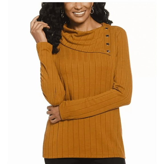 Rafaella Women's Cowl Neck Top Golden Brown Medium
