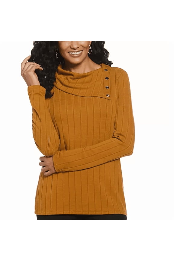 Women's Cowl Neck Top Golden Brown Small