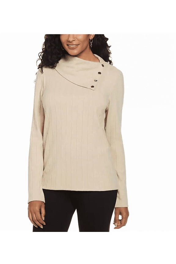 Women's Cowl Neck Top Oatmeal Heather Small