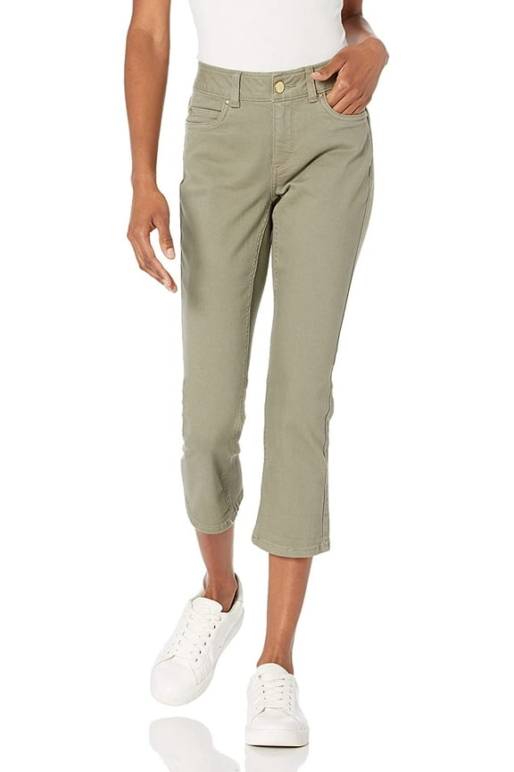 Women's Petite Petite Slim Fit Denim Capri Pants, Pale Ivy, 14P