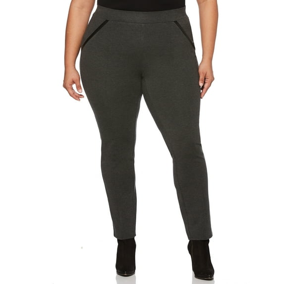Rafaella Women's Plus Size Pull On Slim Leg Tech Ponte Pant