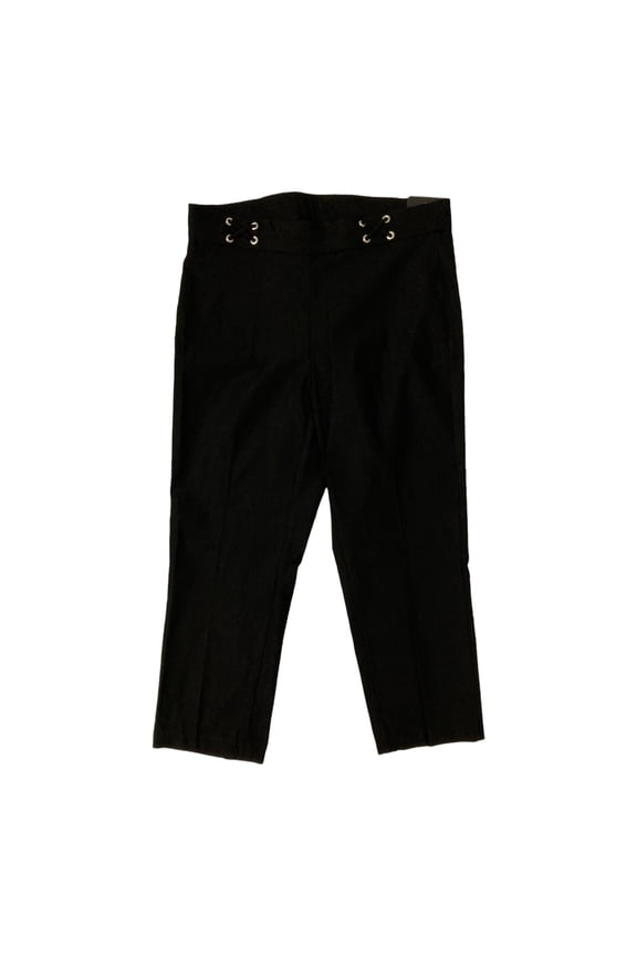 Women's Pull-On Split Seam Waistband Stretch Comfort Capri (Black, 18)