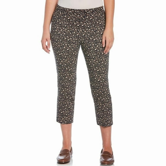 Rafaella Women s Pull-On Split Seam Waistband Stretch Comfort Capri (Leopard 18)