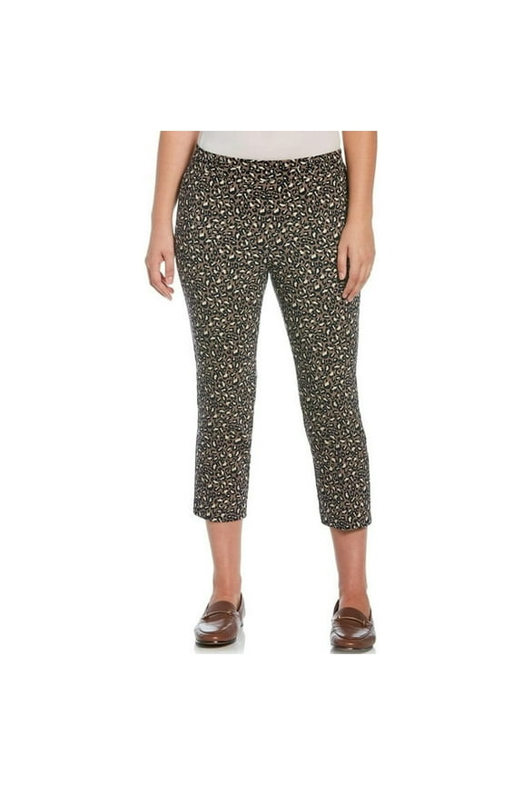 Women's Pull-On Split Seam Waistband Stretch Comfort Capri (Leopard, 6)