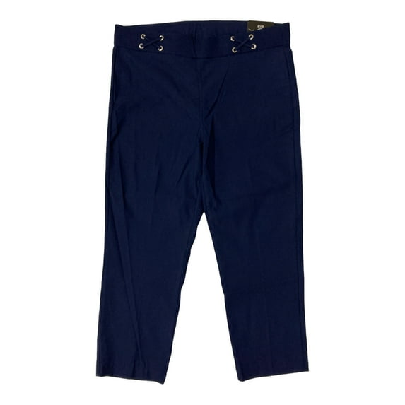 Rafaella Women's Pull-On Split Seam Waistband Stretch Comfort Capri (Peacoat, 14)