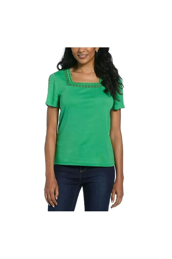 Women's Short Sleeve Top in Green Size Small