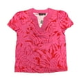 thumbnail image 1 of Rafaella Women's Soft 100% Cotton Jersey Short Sleeve V Neck Top (Carmine Rose, L), 1 of 3