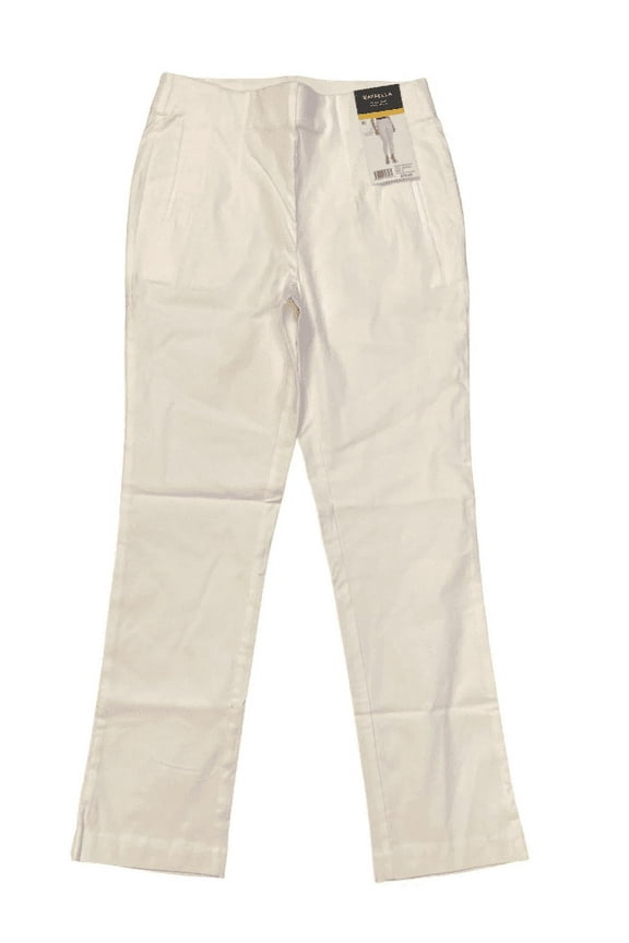 Women's Stretch Pull On Elastic Waist Ankle Pant (Star White, 14)