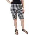 thumbnail image 1 of Rafaella Women's Supreme Stretch Pull On Comfort 11" Bermuda Shorts (Black Check, 10), 1 of 2