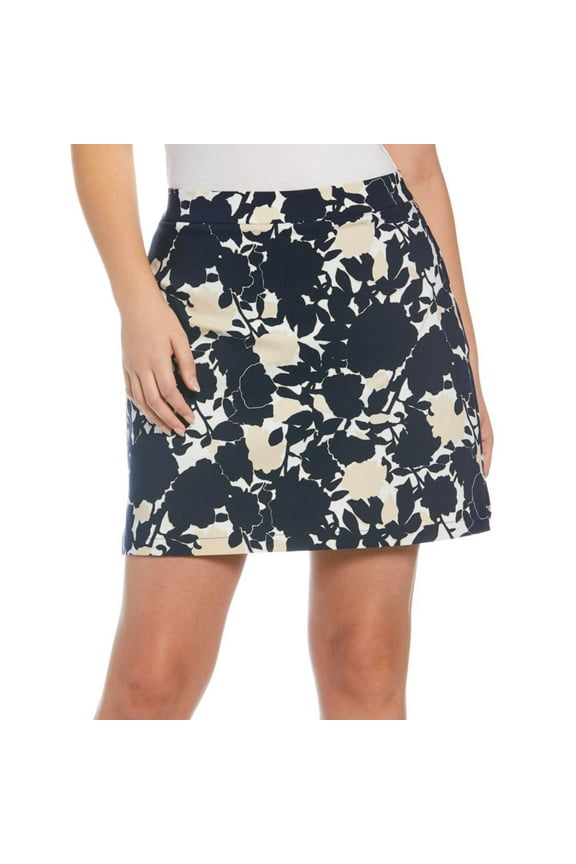 Women's Wide Waistband Stretch Pull-On Style Skort (Floral Shadows, S)