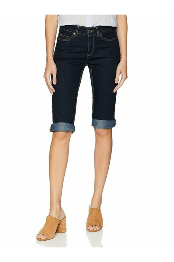 Womens Size 10 Weekend Skimmer Comfort Slim Trim Lift Denim Bermuda Shorts, Dark Indigo