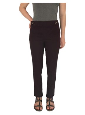 Rafaella Women's Ponte Comfort Fit Slim Leg Pants – Stretch Pull-On Pants With Pockets, Easy Wear For Work Or Casual