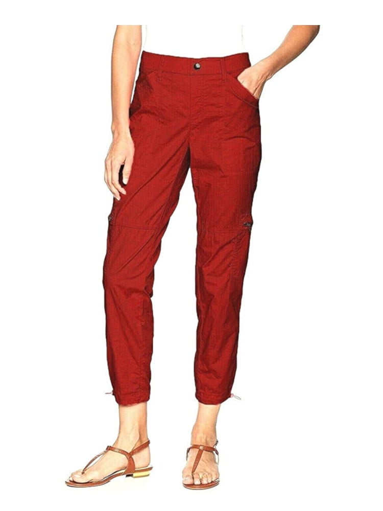 Rafaella Womens Size 6 Comfort Waist Lightweight Pull On Ripstop Cargo Ankle Pants Chili Powder Red