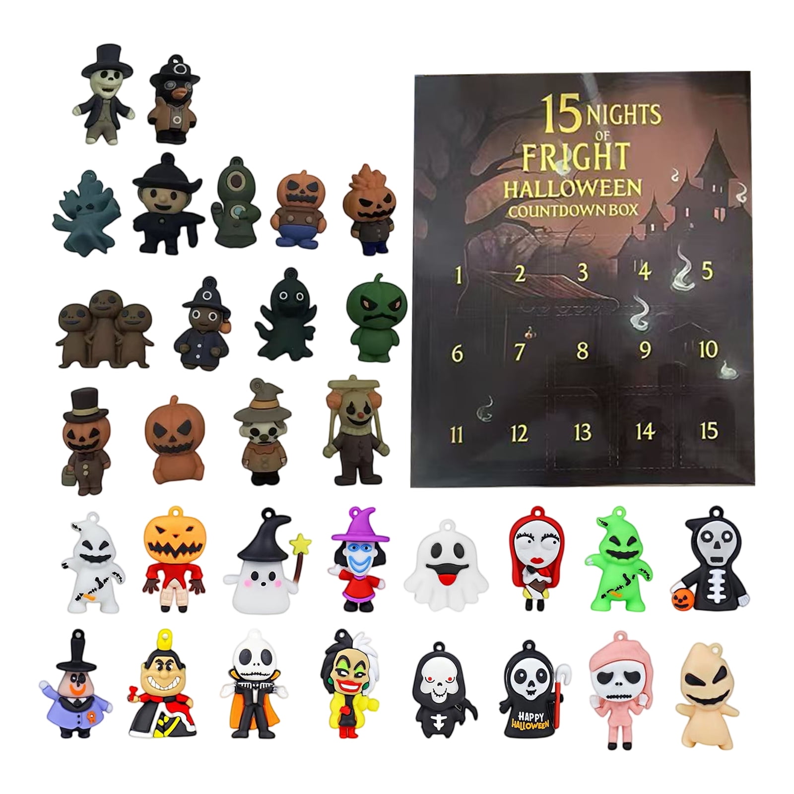 31 Nights Of Fright – Calendrier De L'Avent Halloween Avec Figurines Horrifiques, Pendentifs Et Mini Déco, Réutilisable