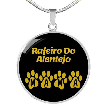 Rafeiro Do Alentejo Mama Circle Necklace Stainless Steel 24 Inch Chain Silver Tone or Gold Tone Dog Owner Lover