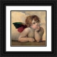 thumbnail image 1 of Raffaello 12x12 Black Ornate Wood Framed with Double Matting Museum Art Print Titled - Angelo I - Madonna Sistina, 1 of 4