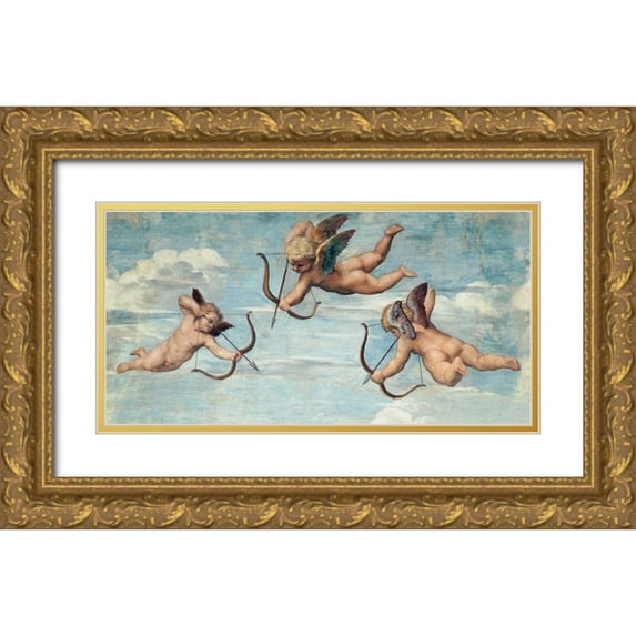 Raffaello 24x14 Gold Ornate Wood Framed with Double Matting Museum Art Print Titled - Trionfo di Galatea