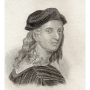 Raffaello Sanzio Da Urbino 1483 To 1520 Aka Raphael Italian Painter And Architect Of The High Renaissance From Crabbs Historical Dictionary Published 1825 Canvas Art - Ken Welsh Design Pics 28 x 30