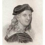 Raffaello Sanzio Da Urbino 1483 To 1520 Aka Raphael Italian Painter And Architect Of The High Renaissance From Crabbs Historical Dictionary Published 1825 Canvas Art - Ken Welsh Design Pics 14 x 15