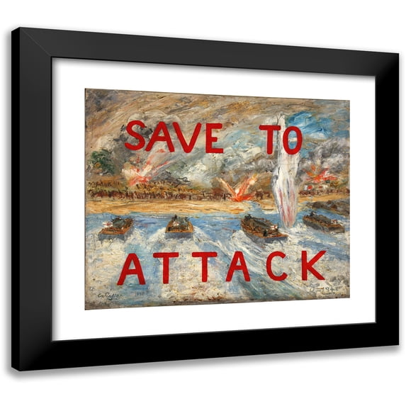 Raffan 17x15 Black Modern Framed Museum Art Print Titled - Opposed Landing (1943)