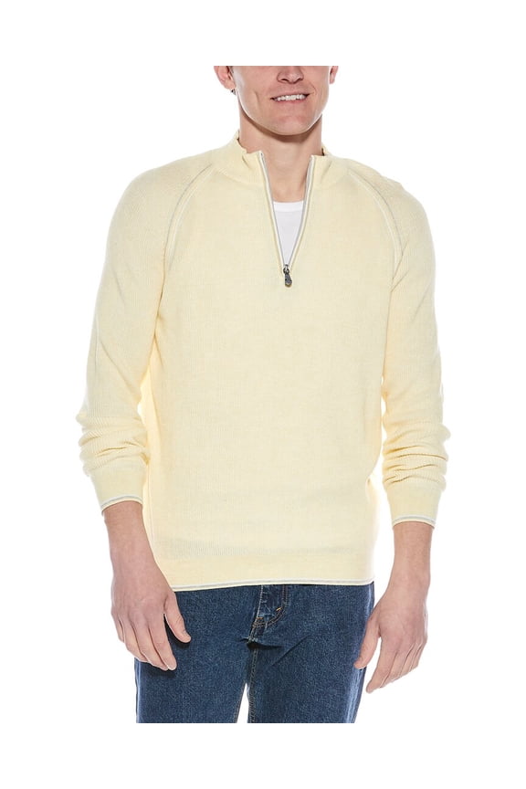mens  English Rib 1/4-Zip Mock Neck Sweater, XXL, Yellow