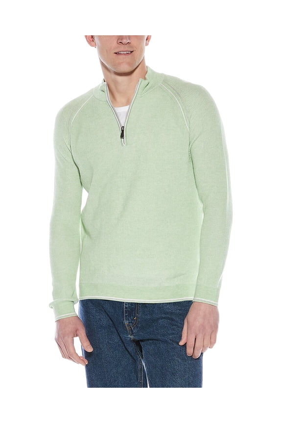 mens  English Rib 1/4-Zip Mock Neck Sweater, m, Green