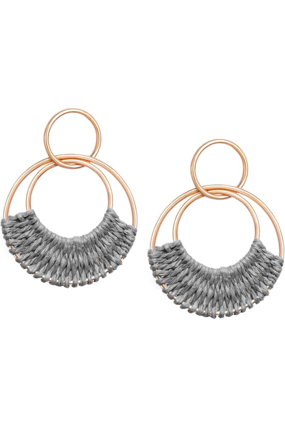 Raffia Hoop Earrings For Women Fun Boho Summer Beach Earrings Lightweight Handmade Straw Wicker Rattan Dangle Earrings Statement Geometric Round Drop Earrings[Z4259]