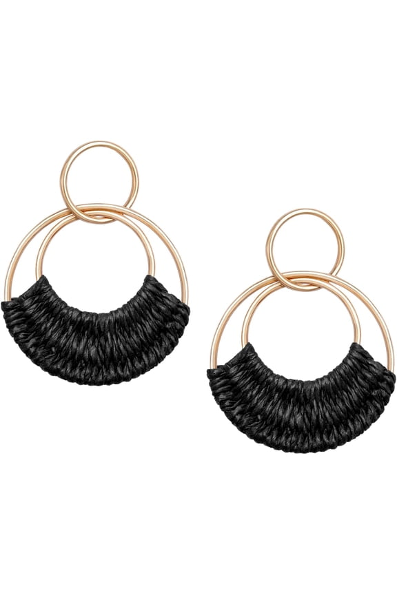 Raffia Hoop Earrings For Women Fun Boho Summer Beach Earrings Lightweight Handmade Straw Wicker Rattan Dangle Earrings Statement Geometric Round Drop Earrings[Z4256]
