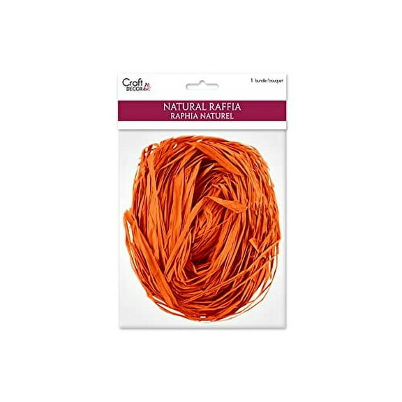 Raffia Long-Stranded Fiber for Arts and Crafts - Medium 2 Oz Bunch (Orange)