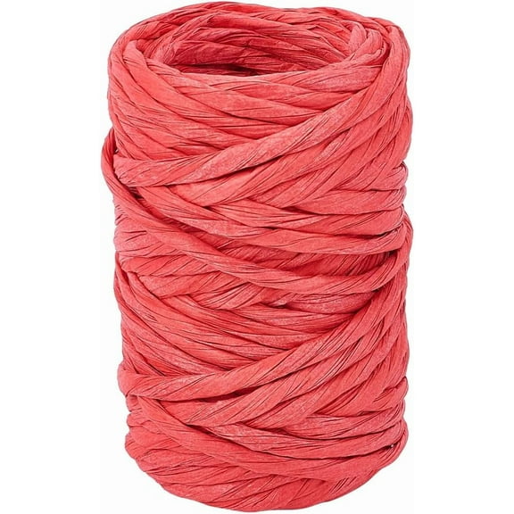Raffia Paper Craft Ribbon 15 Yards Gift Wrapping Twine Paper Cord Rolls Red Kraft Packing String Craft Rope