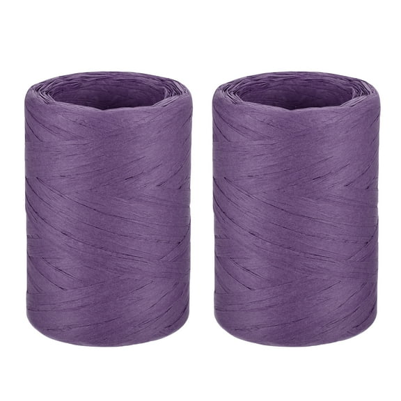 Raffia Paper Ribbon 98 Yard Raffia String Paper Rope Handmade Paper Craft Cord Deep Purple / 2 Pcs