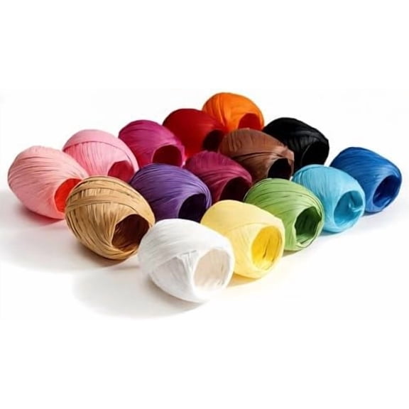 Raffia Paper Ribbon Twine Strings, 15 Rolls, 15 Colors Set | DIY Craft, Gift Box Packing