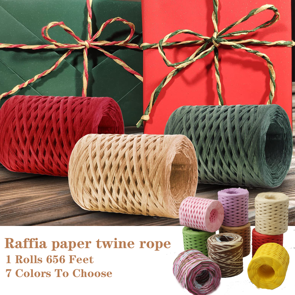 Raffia Ribbon 1 Rolls 656 Feet,Paper Twine Wrapping Ribbon for
