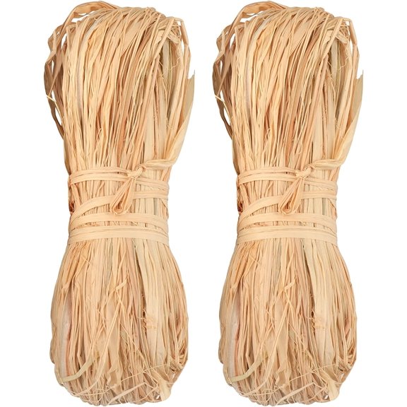 Raffia Ribbon 100g,Natural Raffia Grass Ribbons for Florist Bouquets Decoration,Gift Wrapping,Gift Box Filler,Craft DIY (2x50g)