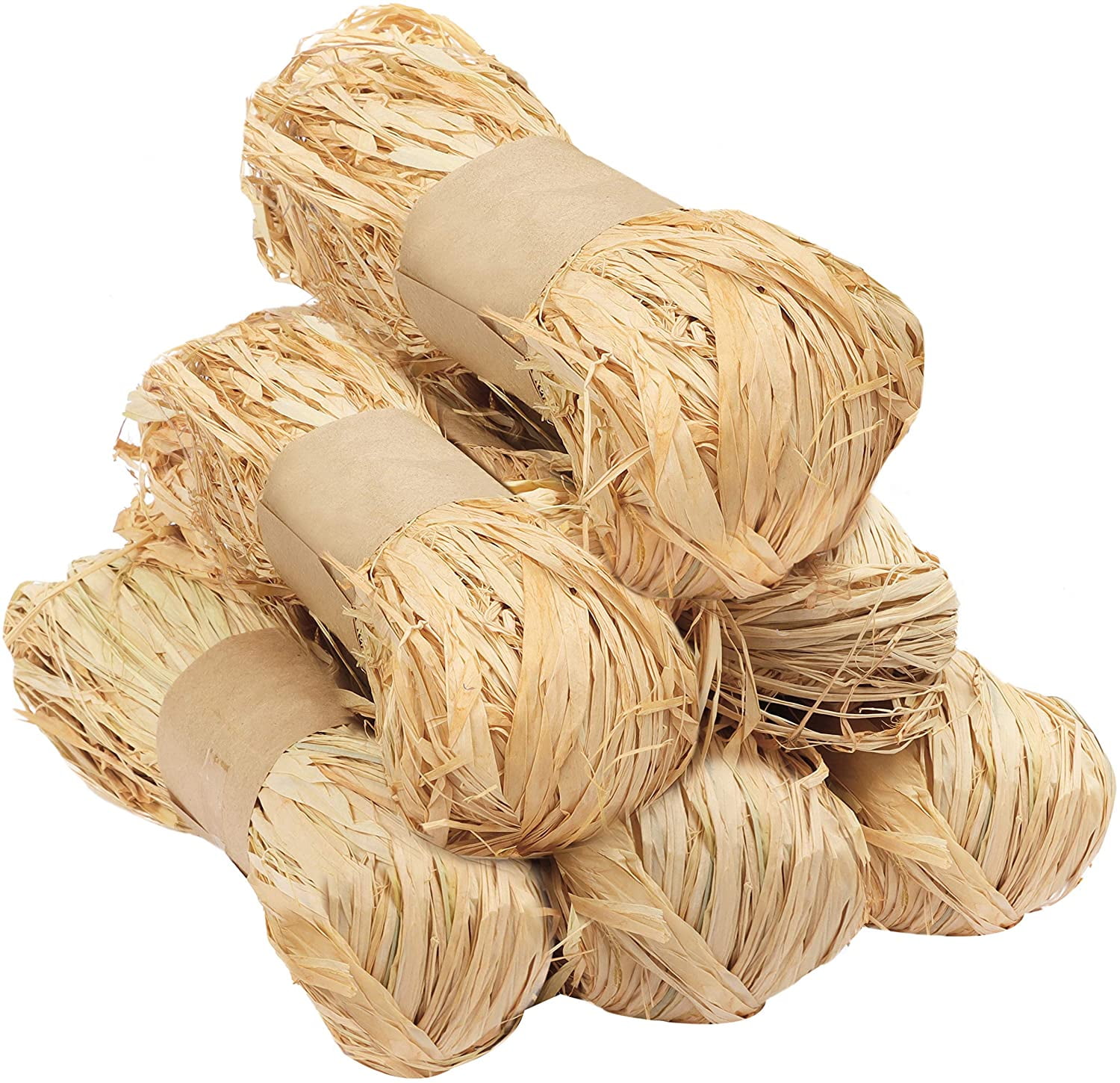 Raffia Ribbon, Natural Decorative Cord, Tying Raffia (Pack of 6) 50g