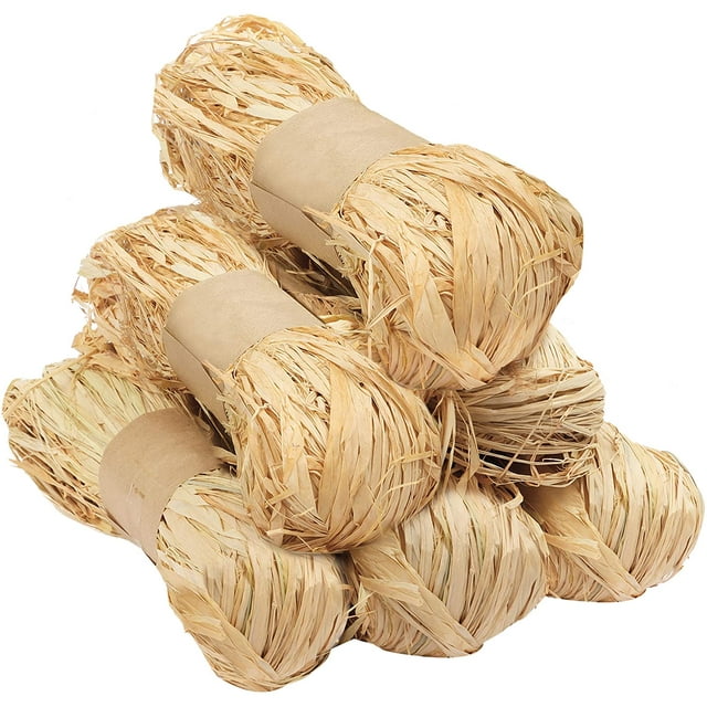Raffia Ribbon, Natural Decorative Cord, Tying Raffia (Pack of 6) 50g